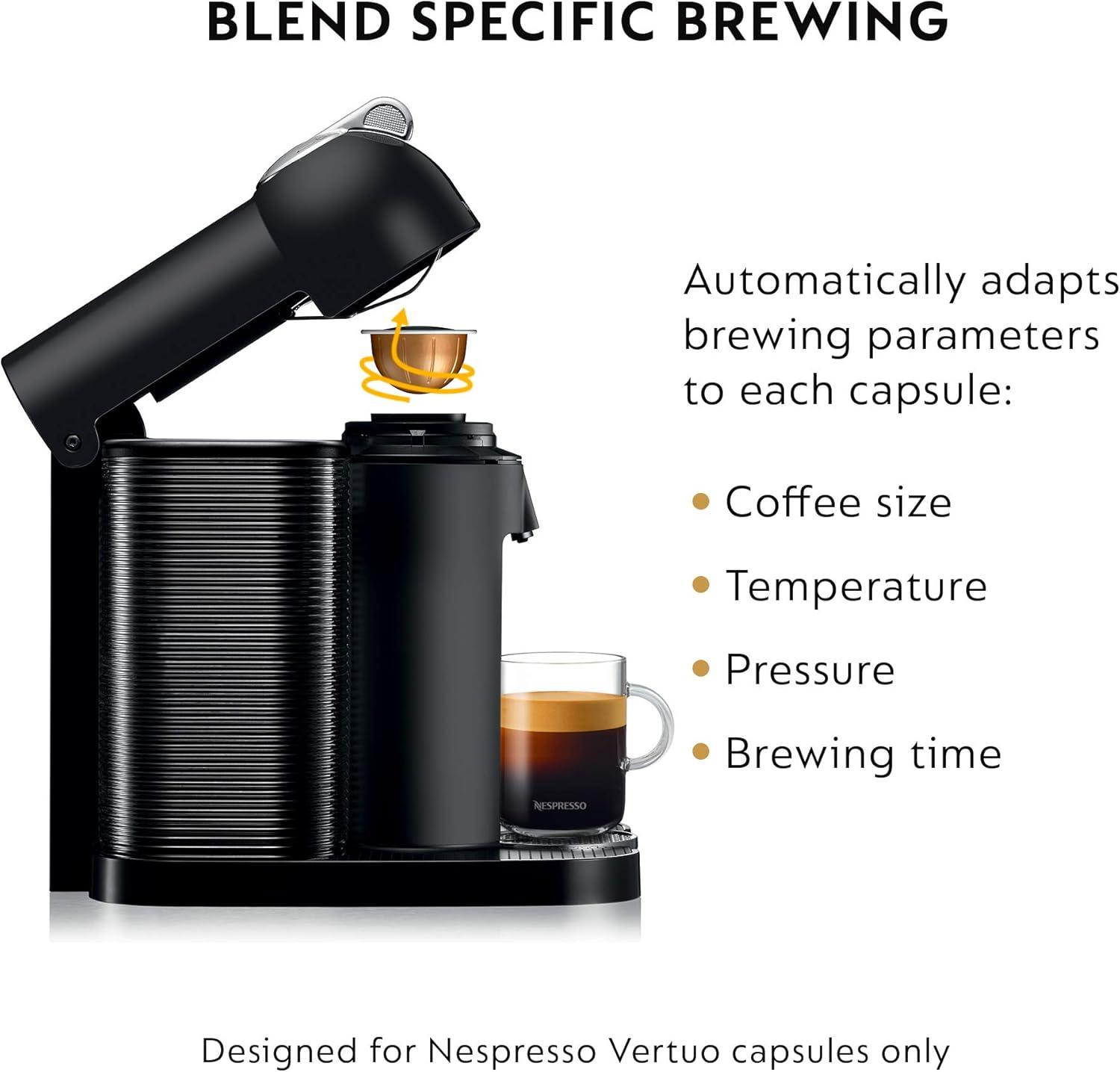 Nespresso Vertuo Coffee and Espresso Maker by Breville, Chrome(Matte Black) - view 5