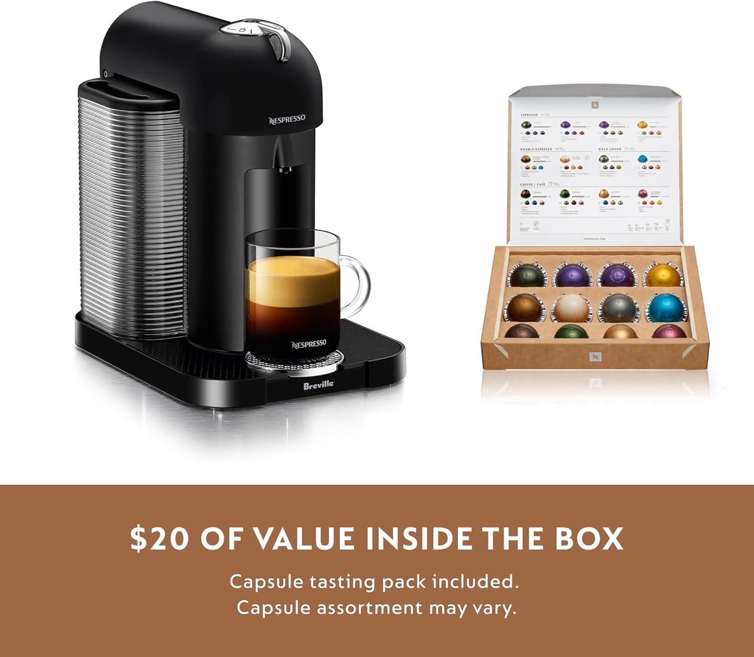 Nespresso Vertuo Coffee and Espresso Maker by Breville, Chrome(Matte Black) - view 7