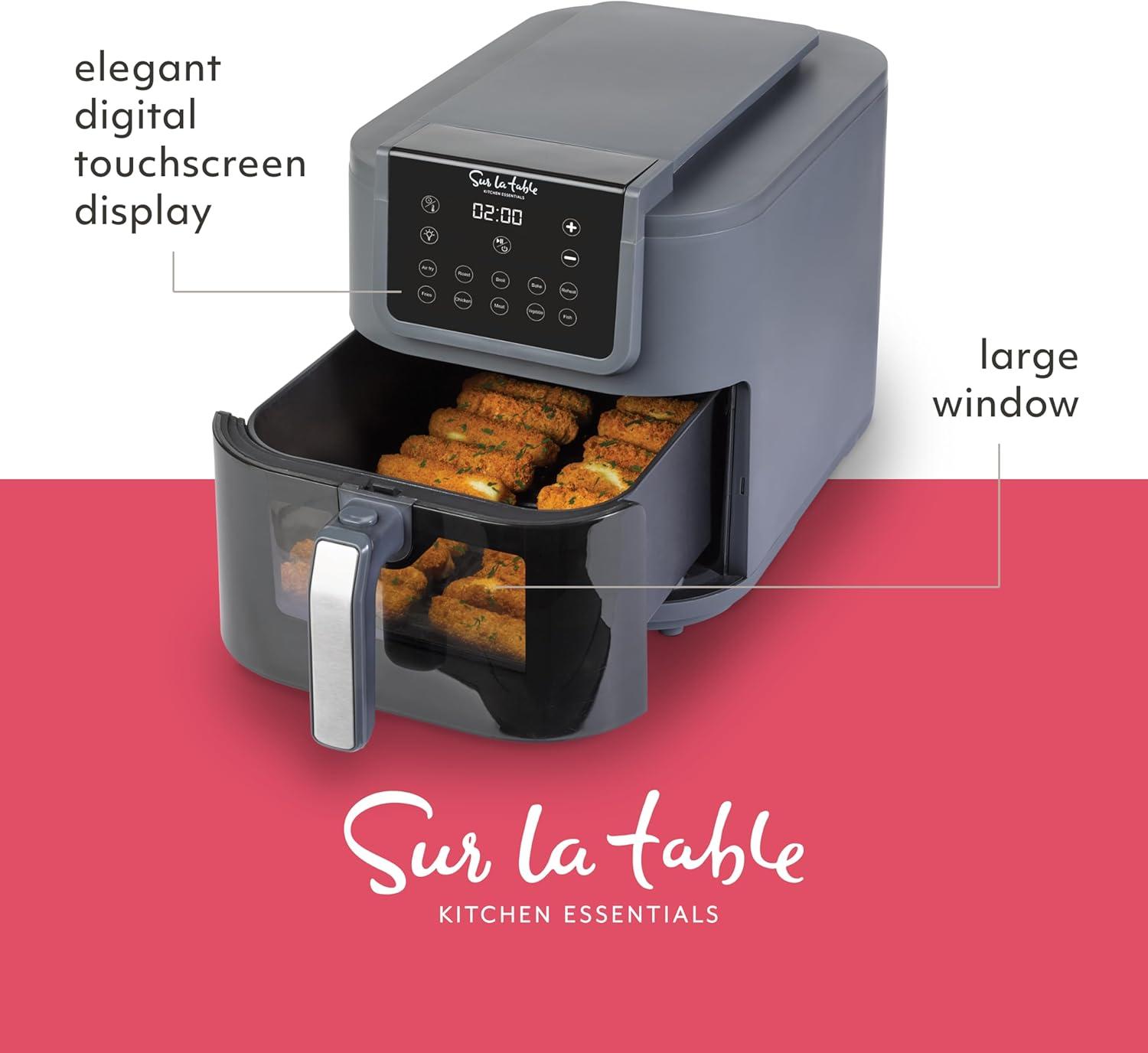 SUR LA TABLE KITCHEN ESSENTIALS 5-in-1 Compact 8-Quart Basket Air Fryer with Window for Easy Viewing, Digital Touchscreen Display with 10-Presets, Air Fry, Bake, Broil and Reheat in Minutes, 1500w(8 Quart) - view 2