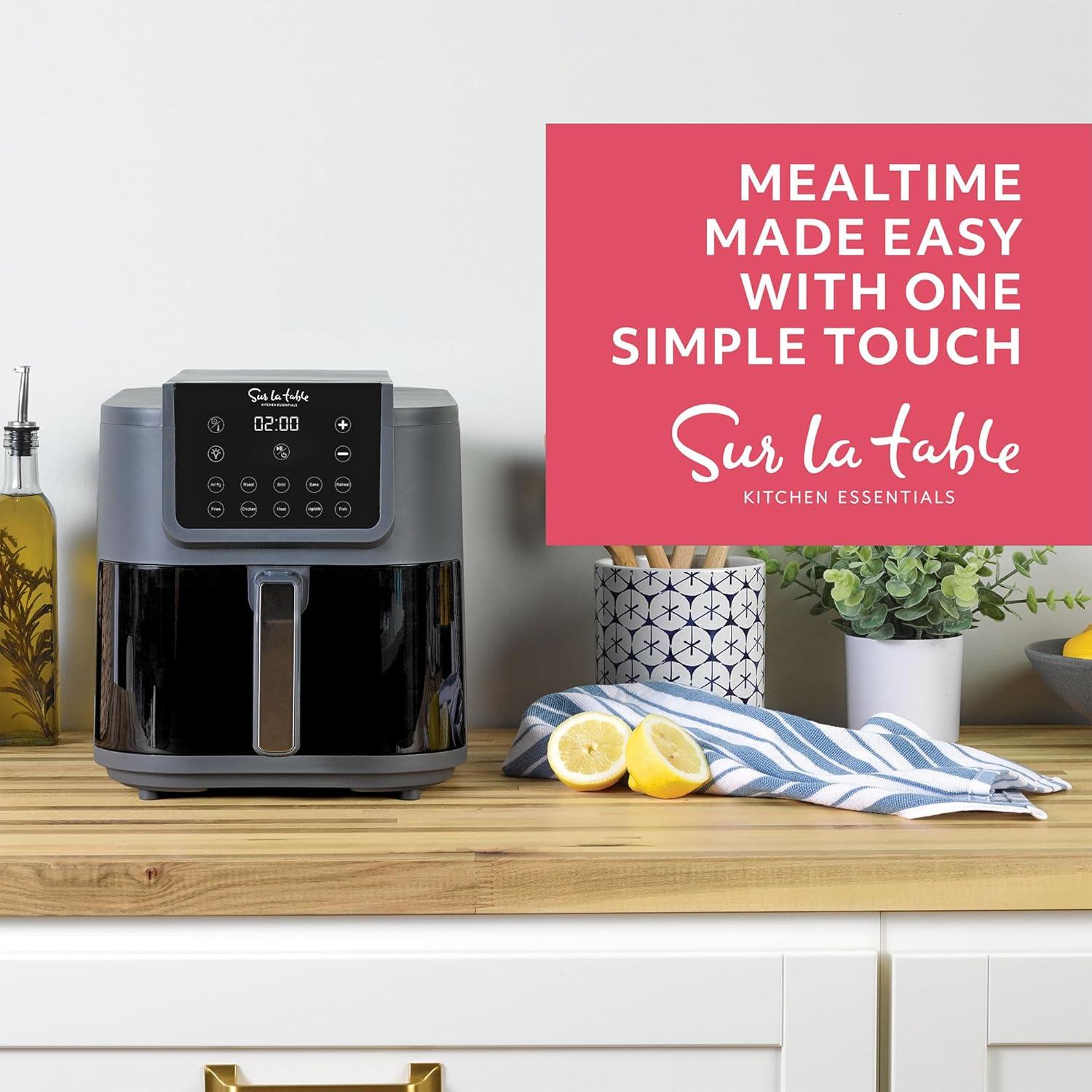 SUR LA TABLE KITCHEN ESSENTIALS 5-in-1 Compact 8-Quart Basket Air Fryer with Window for Easy Viewing, Digital Touchscreen Display with 10-Presets, Air Fry, Bake, Broil and Reheat in Minutes, 1500w(8 Quart) - view 6