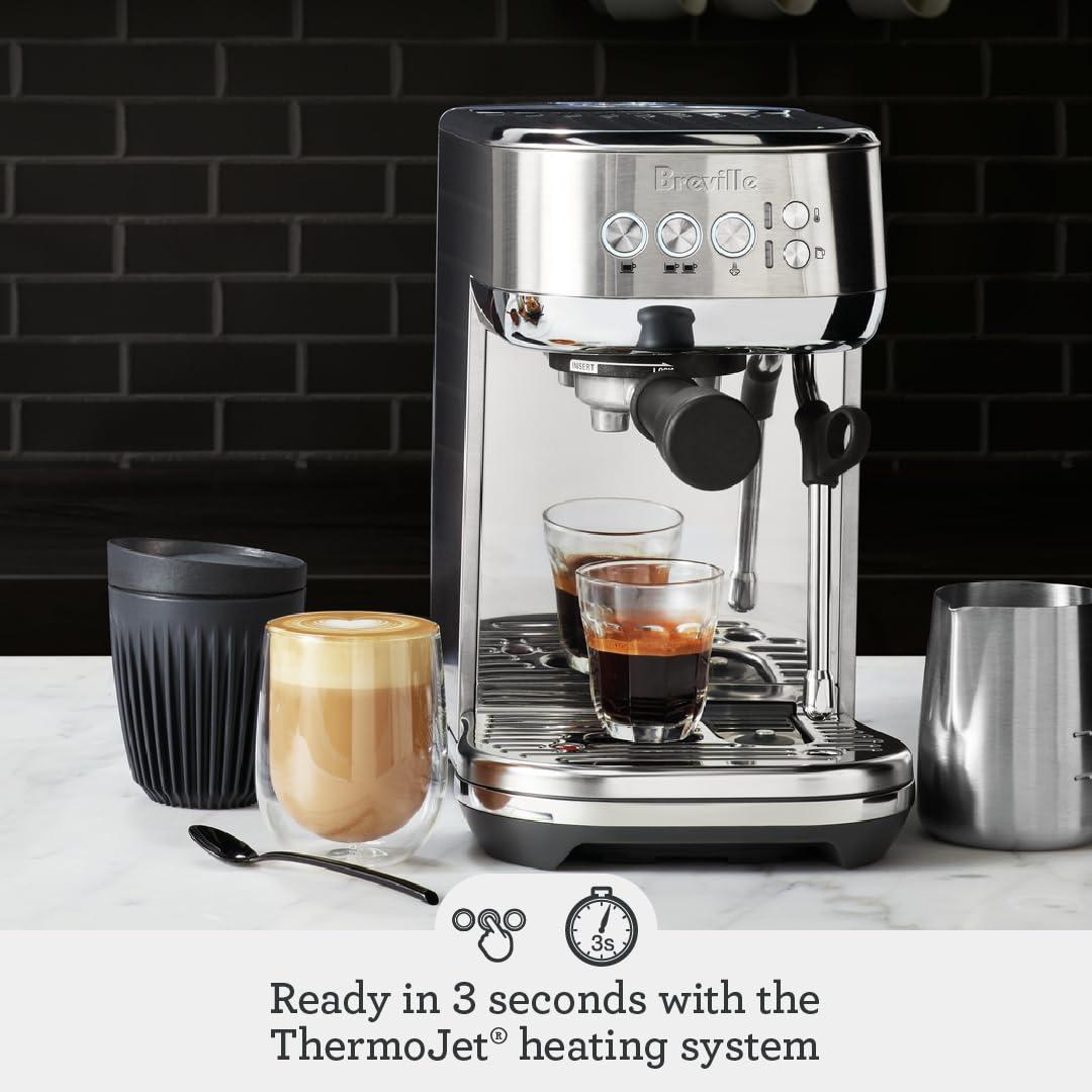 Breville Bambino Plus Espresso Machine BES500BSS, Brushed Stainless Steel(Damson Blue) - view 2