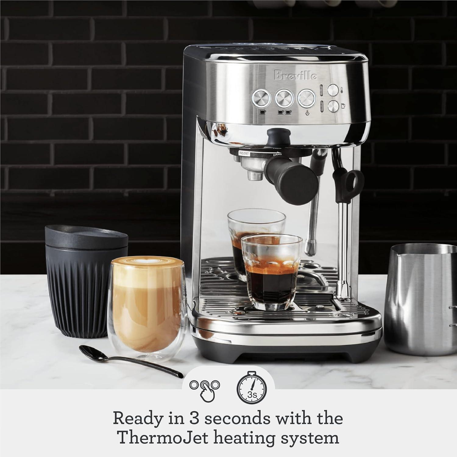 Breville Bambino Plus Espresso Machine BES500BSS, Brushed Stainless Steel(Olive Tapenade) - view 2