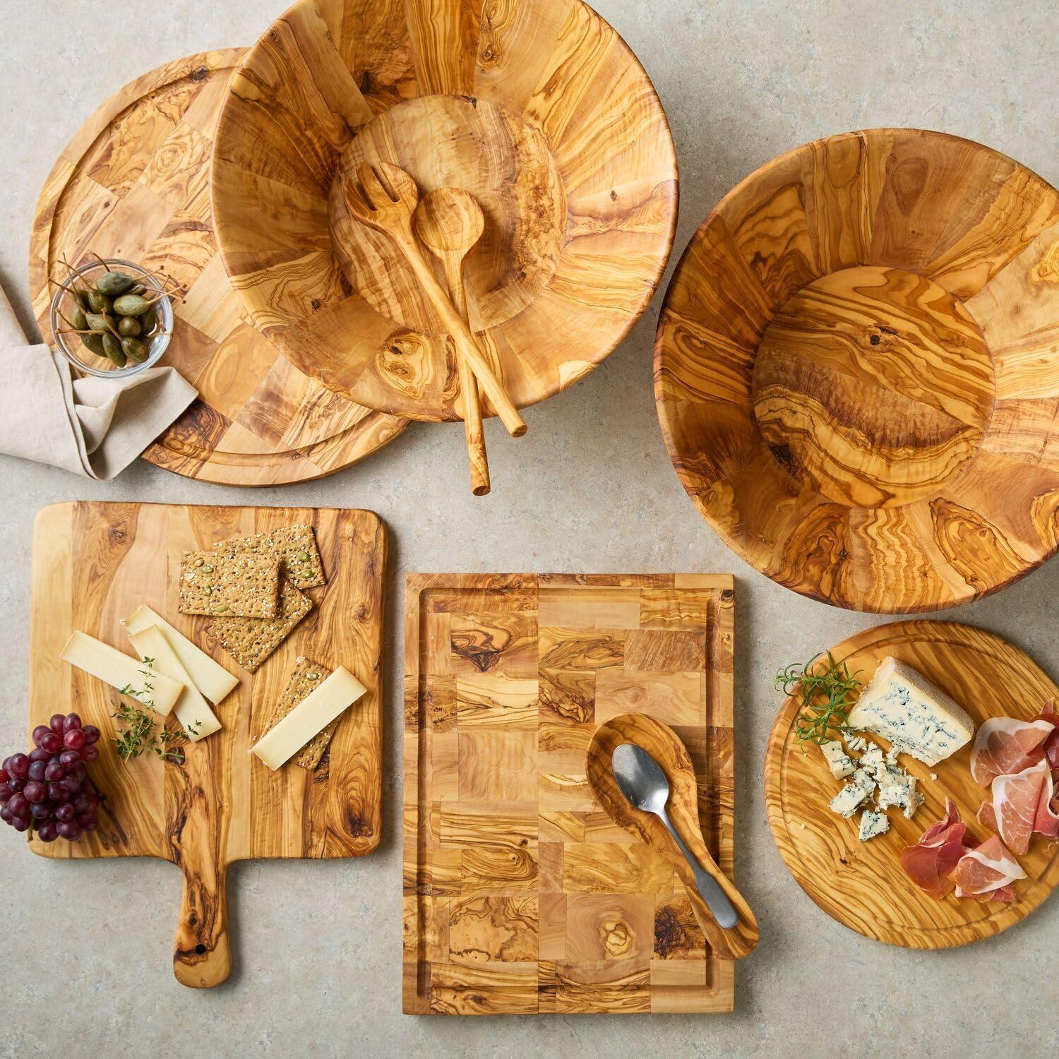 Sur La Table Italian Olivewood Cheese Board with Handle, Tan - view 2