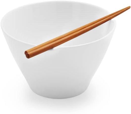 Sur La Table Rice Bowl with Bamboo Chopsticks, White - view 2