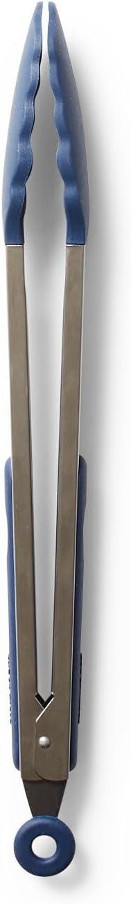 Sur La Table 12″ Silicone-Tipped Tongs – Stainless Steel Kitchen Tongs with Nonstick, Heat-Resistant Tips – Locking Handle for Compact Storage, Black(Navy) - view 3
