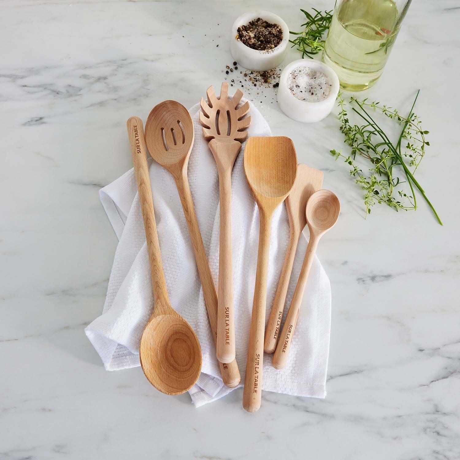 Sur La Table Beechwood Spoon – 14″ German Wood Cooking Spoon for Stirring, Mixing, Sautéing & Serving – Nonstick, Durable & Multi-Purpose Kitchen Utensil(Tan) - view 5