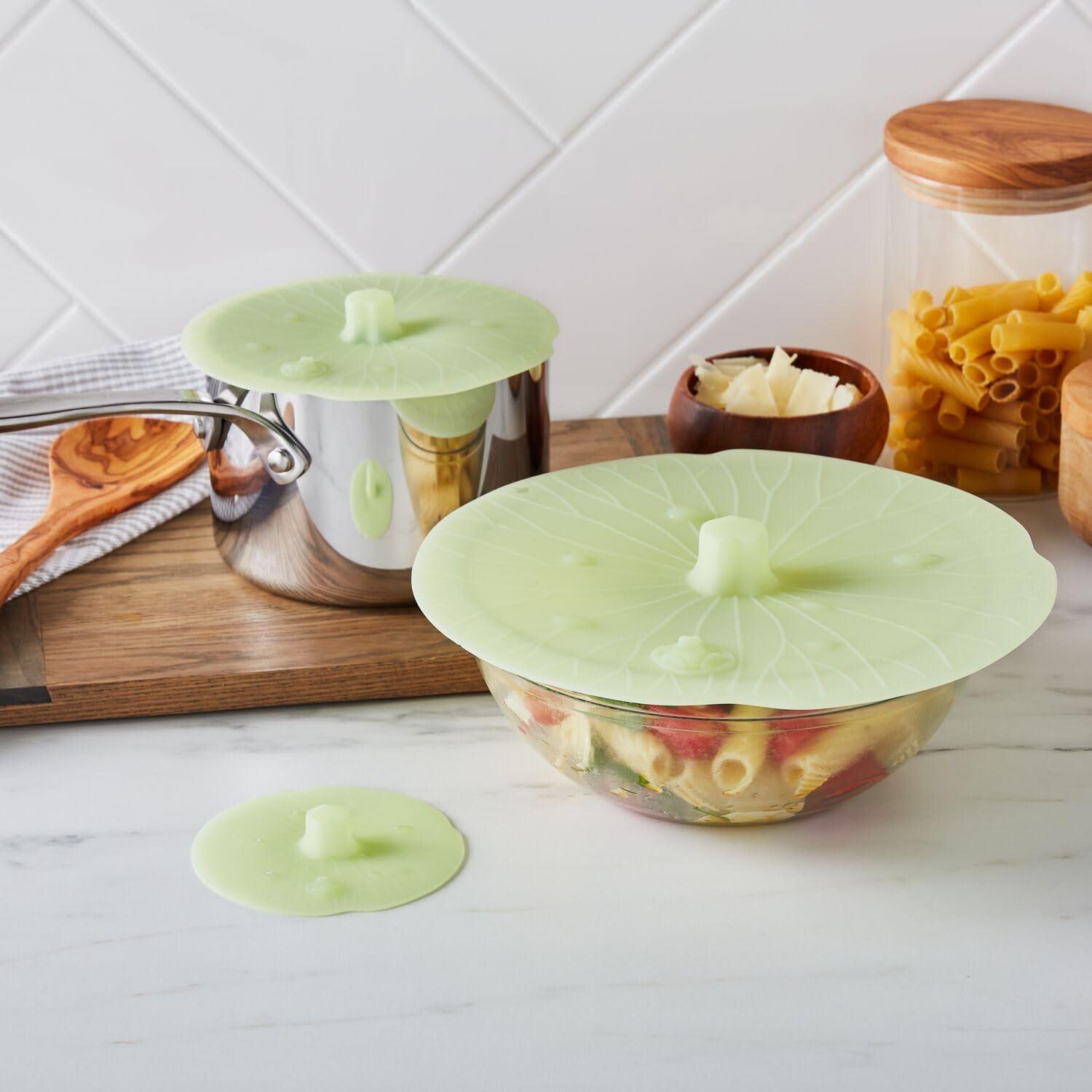 Sur La Table Lilly Pad Silicone Suction Lid Set – 3-Piece Airtight Covers for Bowls, Pots & Pans, Microwave & Oven, Heat-Resistant, Splatter Guard & Steamer Lid Alternative - view 2