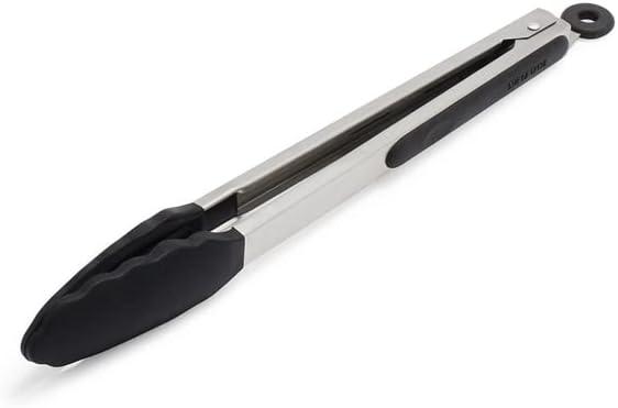 Sur La Table 12″ Silicone-Tipped Tongs – Stainless Steel Kitchen Tongs with Nonstick, Heat-Resistant Tips – Locking Handle for Compact Storage, Black(Black) - view 4