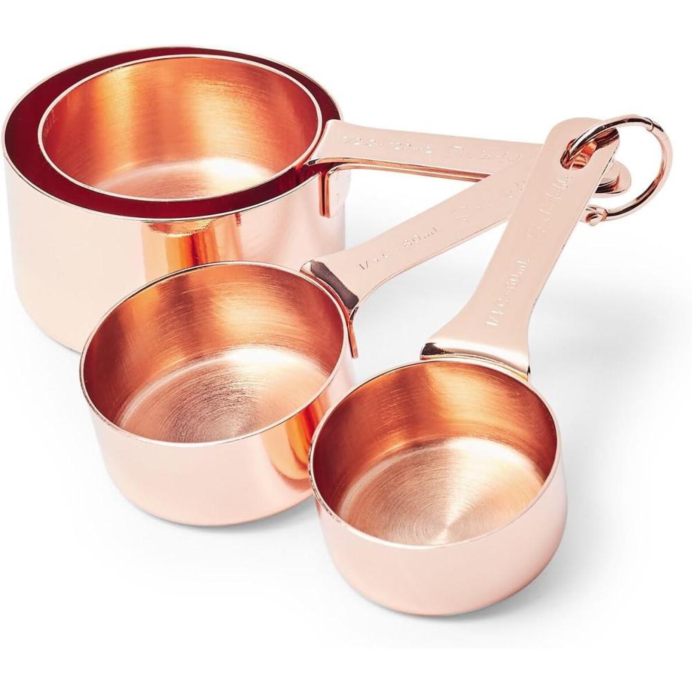 Sur La Table Copper Measuring Cup Set – 4-Piece Durable Baking Cups in 1/4, 1/3, 1/2 & 1 Cup Sizes, Stylish & Functional, Dishwasher for Easy Cleaning