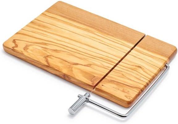 Sur La Table Olivewood Cheese Board with Built-In Slicer, Tan - view 2