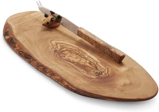 Sur La Table Italian Olivewood Slice Cheese Board With Knife, Brown - view 2