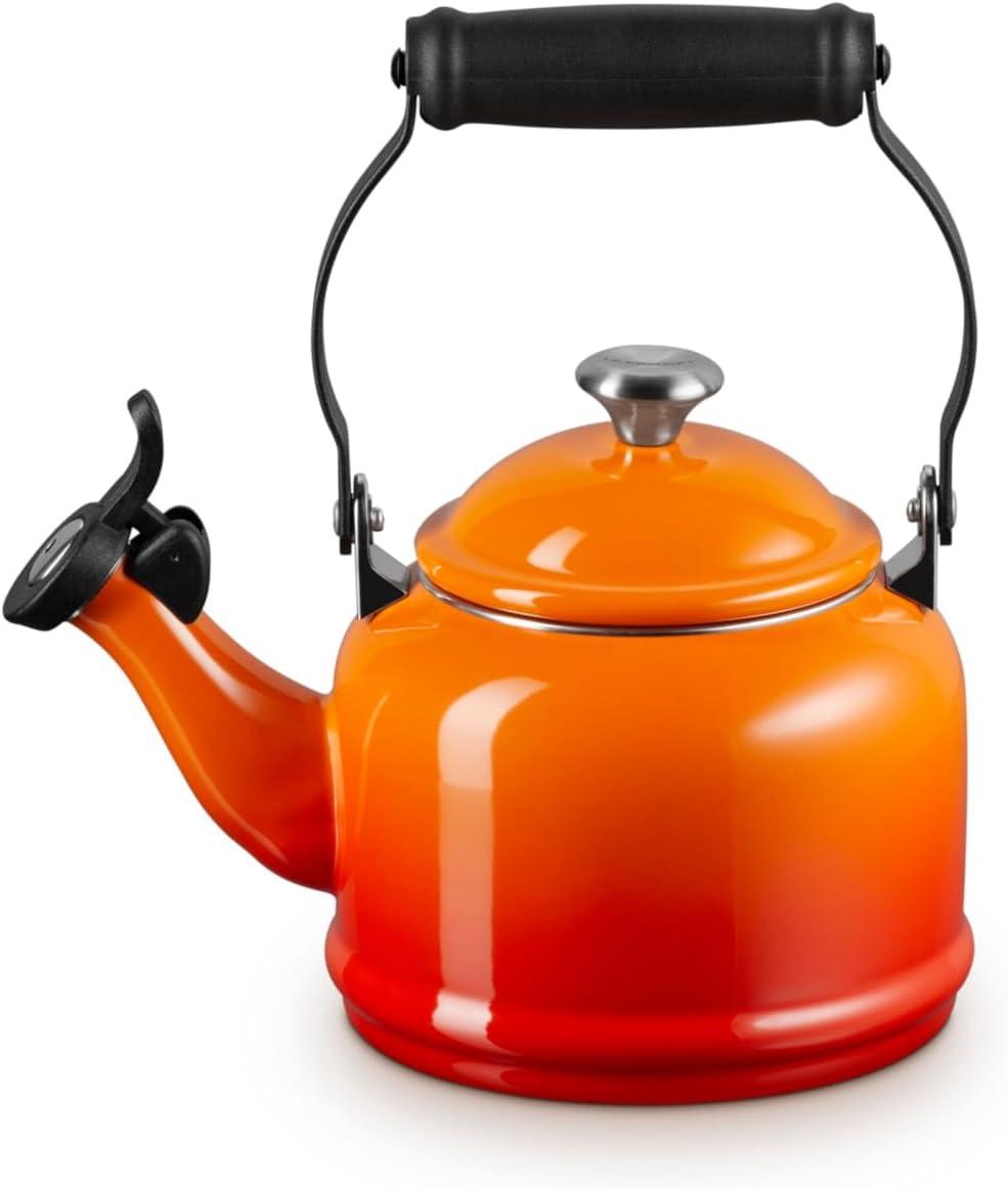 Le Creuset Enamel On Steel Demi Tea Kettle with Metal Finishes, 1.25 qt., Flame(Flame) - view 2