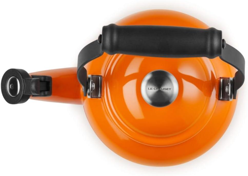 Le Creuset Enamel On Steel Demi Tea Kettle with Metal Finishes, 1.25 qt., Flame(Flame) - view 4