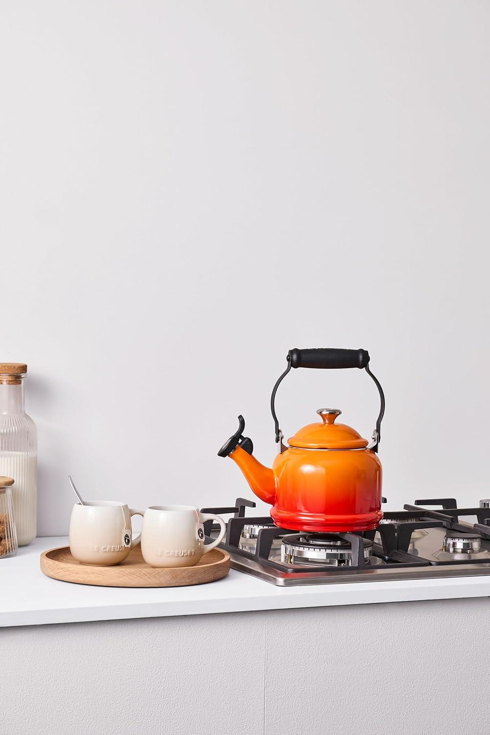 Le Creuset Enamel On Steel Demi Tea Kettle with Metal Finishes, 1.25 qt., Flame(Flame) - view 5