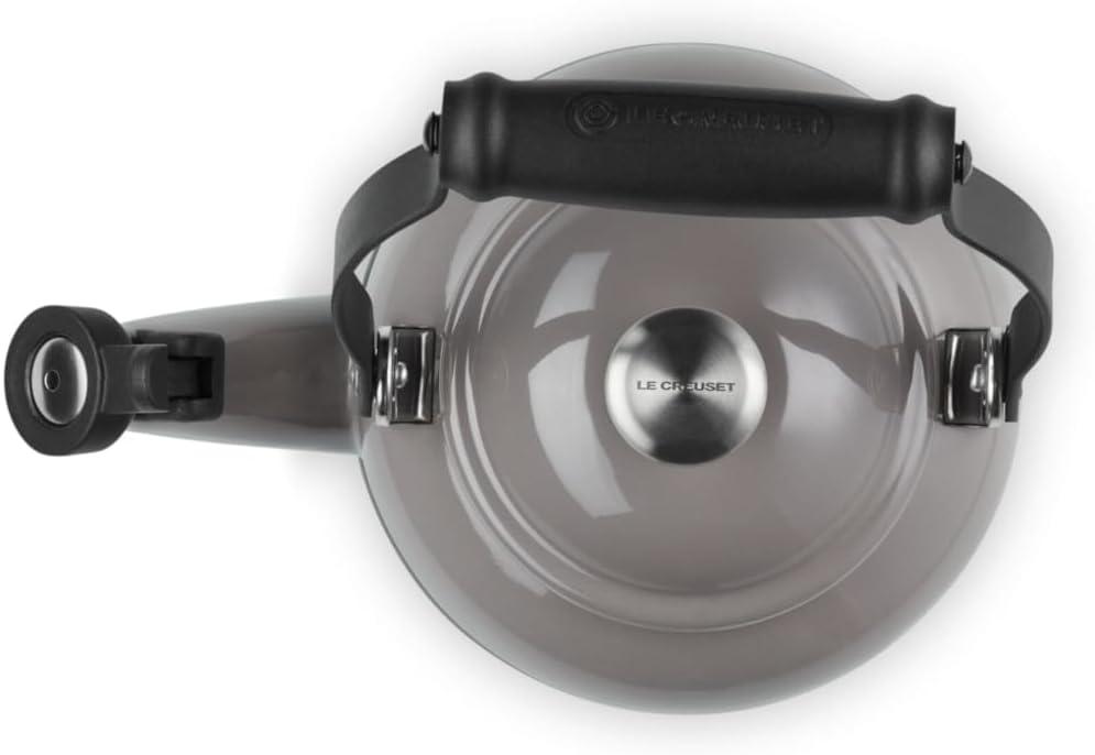 Le Creuset Enamel On Steel Demi Tea Kettle with Metal Finishes, 1.25 qt., Flame(Oyster) - view 4