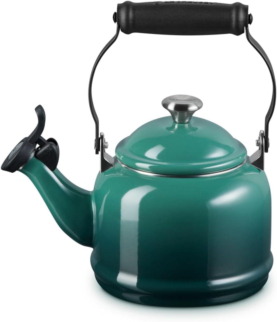 Le Creuset Enamel On Steel Demi Tea Kettle with Metal Finishes, 1.25 qt., Flame(Artichaut) - view 2