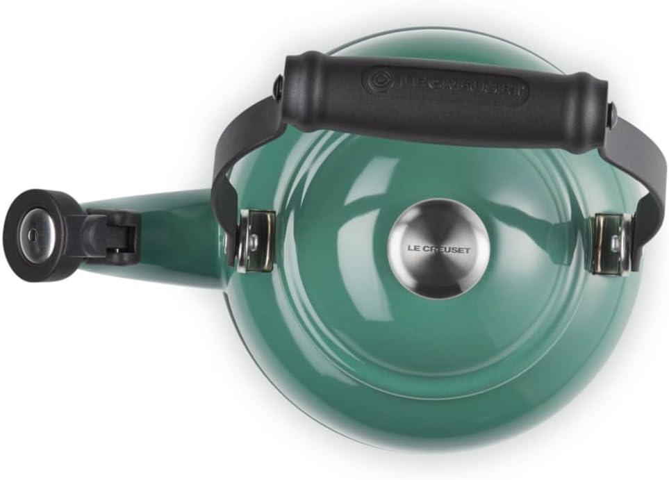 Le Creuset Enamel On Steel Demi Tea Kettle with Metal Finishes, 1.25 qt., Flame(Artichaut) - view 4