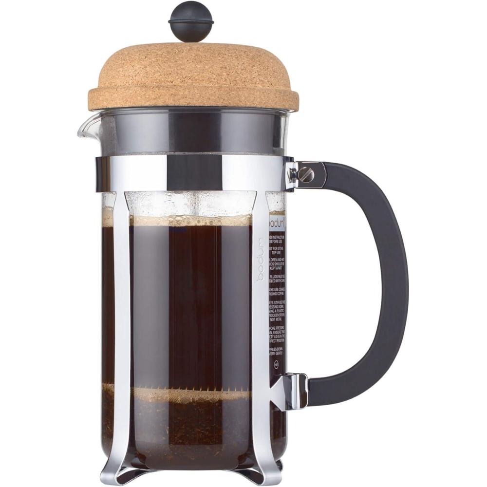 Bodum 34oz Chambord French Press Coffee Maker, High-Heat Borosilicate Glass, Stainless Steel, Copper – Made in Portugal(Cork)