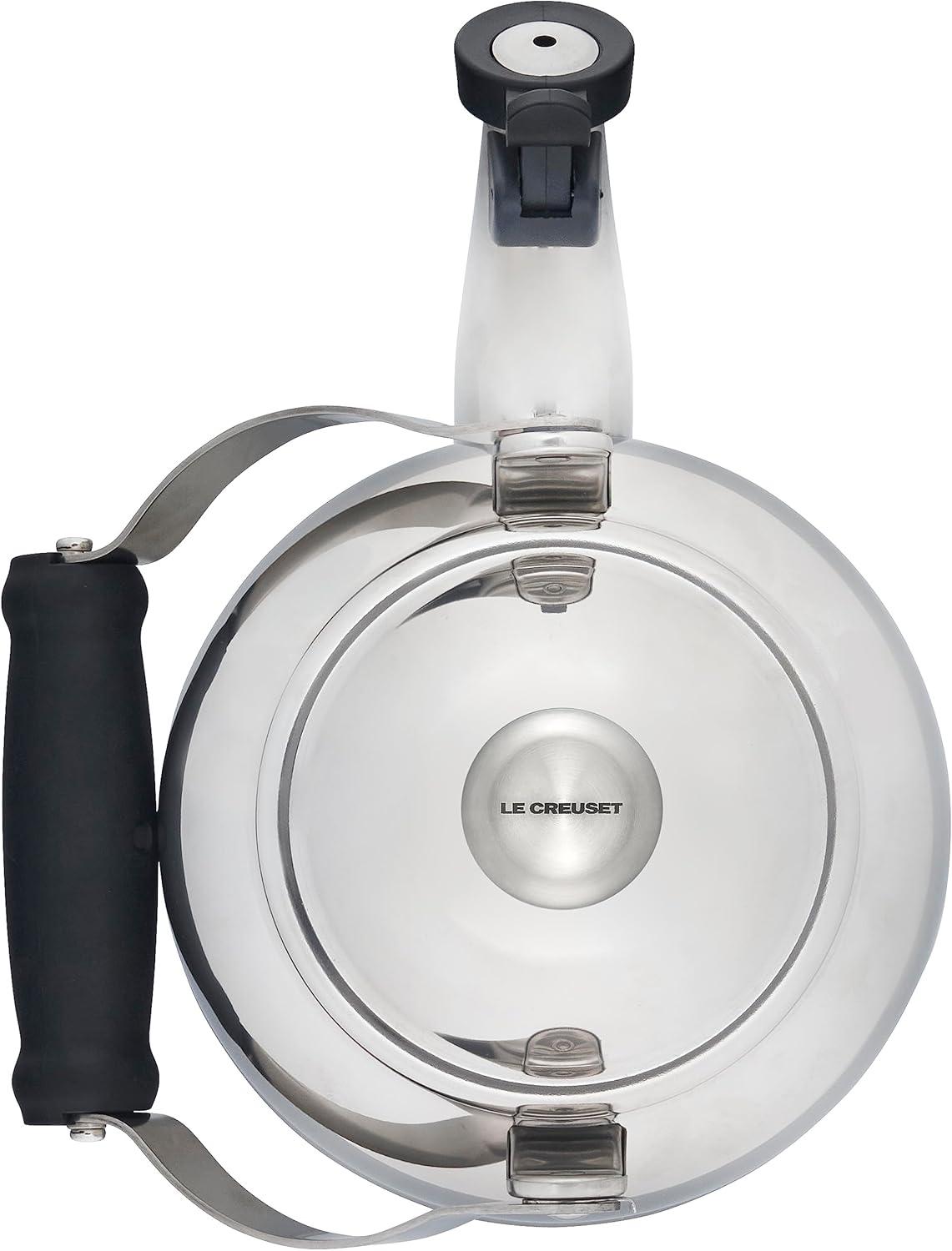 Le Creuset Enamel On Steel Demi Tea Kettle with Metal Finishes, 1.25 qt., Flame(Stainless Steel) - view 3
