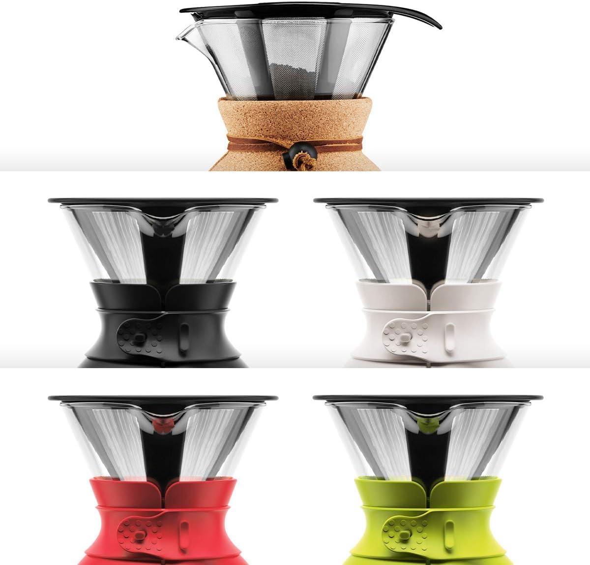 Bodum 34oz Pour Over Coffee Maker, High-Heat Borosilicate Glass with Reusable Stainless Steel Filter and Double Wall Cork Grip – Made in Portugal(White) - view 2