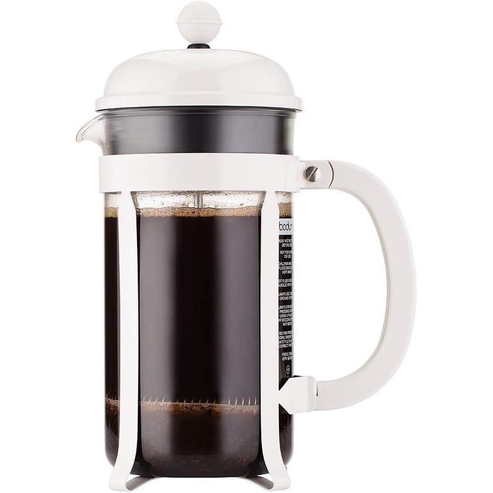 Bodum 34oz Chambord French Press Coffee Maker, High-Heat Borosilicate Glass, Stainless Steel, Copper – Made in Portugal(White)