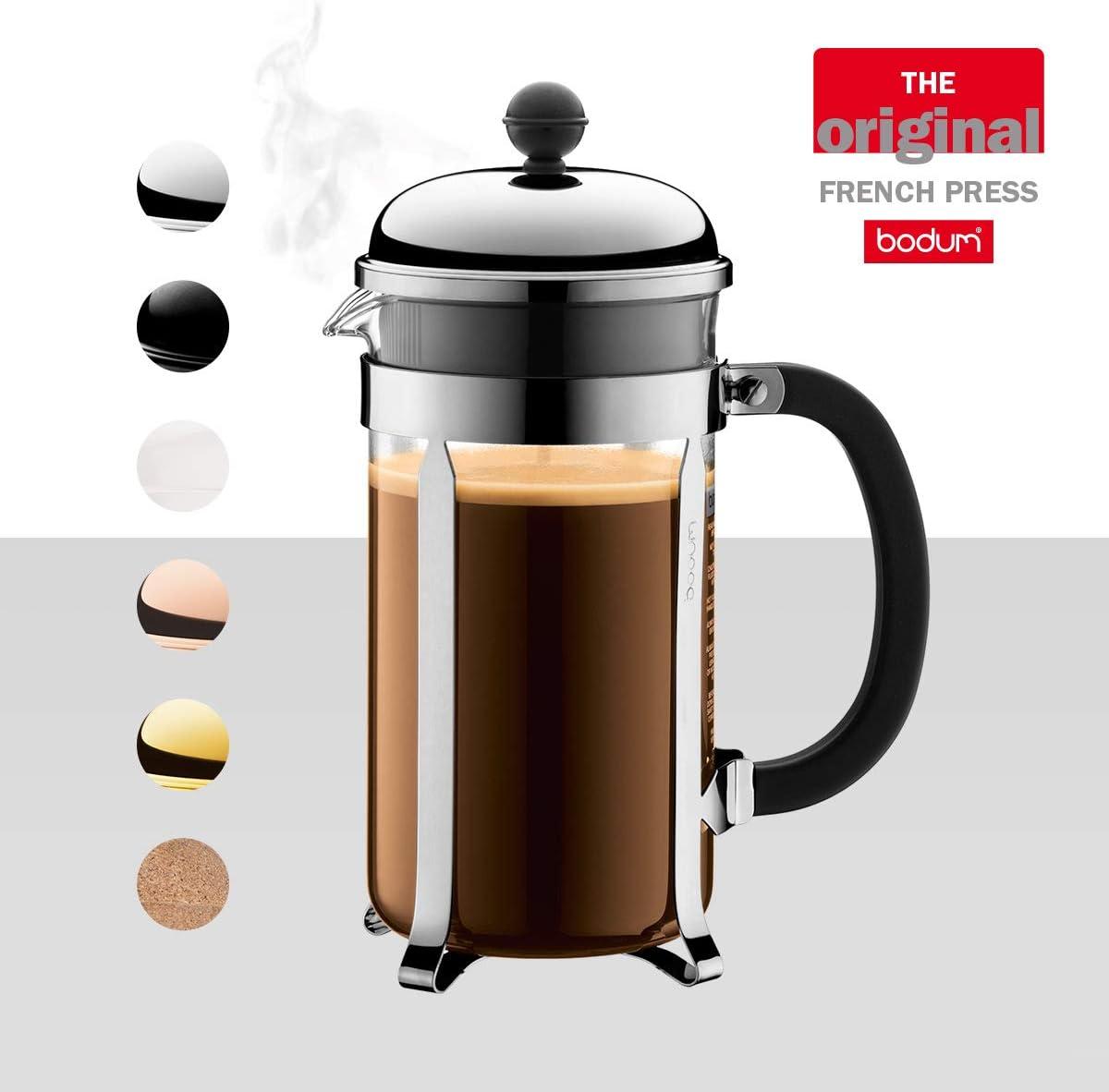 Bodum 34oz Chambord French Press Coffee Maker, High-Heat Borosilicate Glass, Stainless Steel, Copper – Made in Portugal(White) - view 2