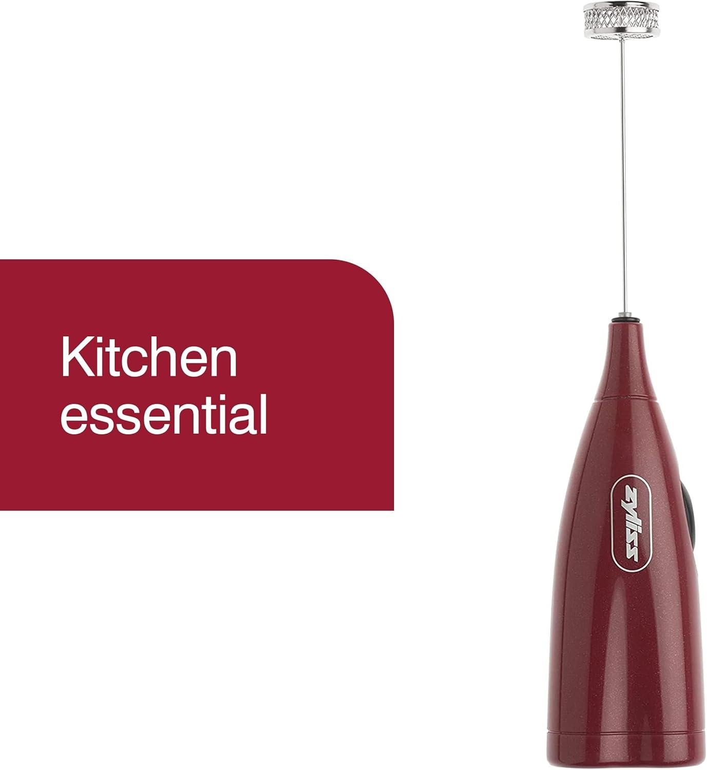 Zyliss Handheld Electric Milk Frother Wand – Versatile Drink Mixer – Frother for Coffee, Cappuccinos, Lattes or Shakes for Perfect Foam, Hot or Cold – Red(Red) - view 3