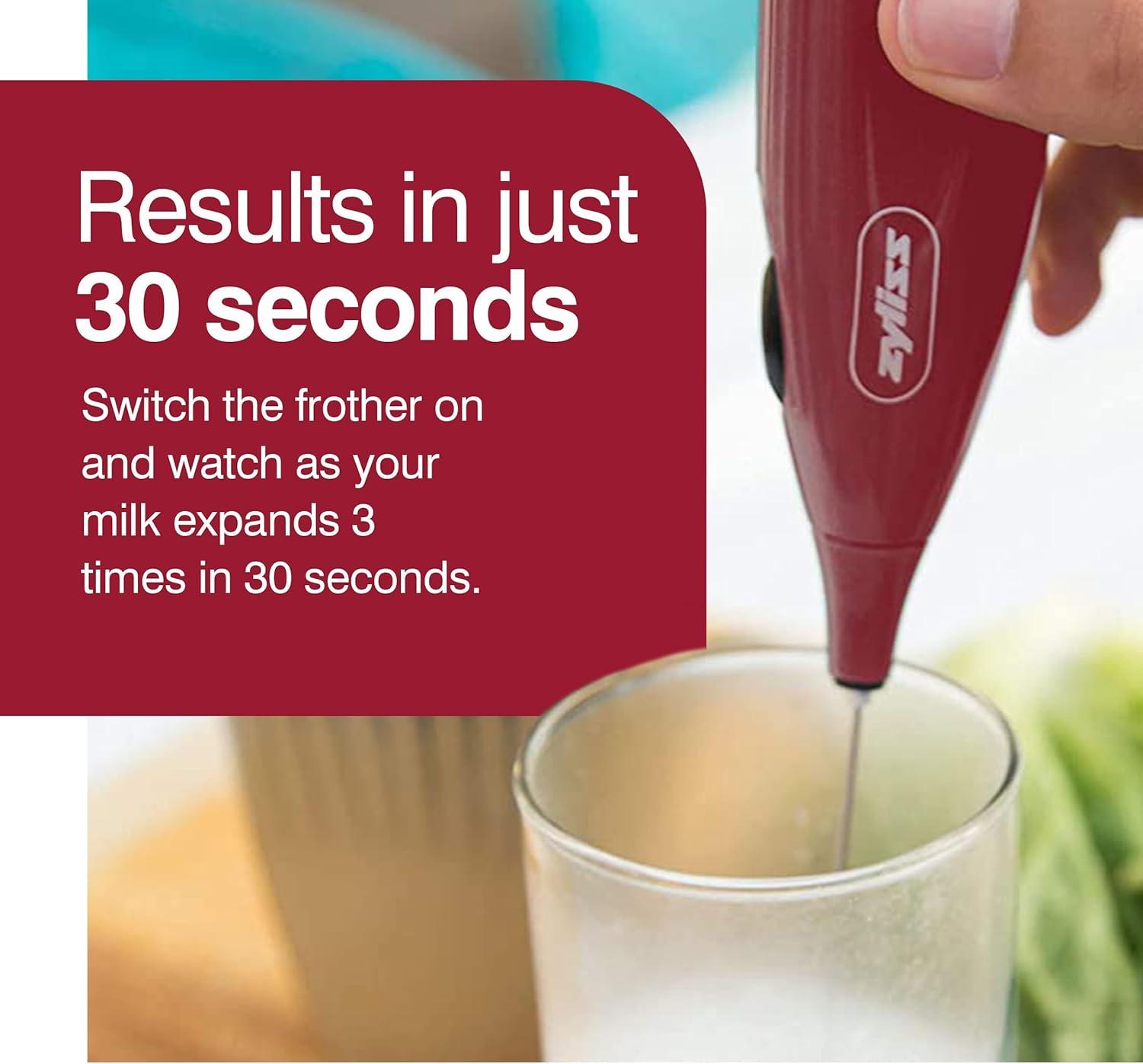 Zyliss Handheld Electric Milk Frother Wand – Versatile Drink Mixer – Frother for Coffee, Cappuccinos, Lattes or Shakes for Perfect Foam, Hot or Cold – Red(Red) - view 4