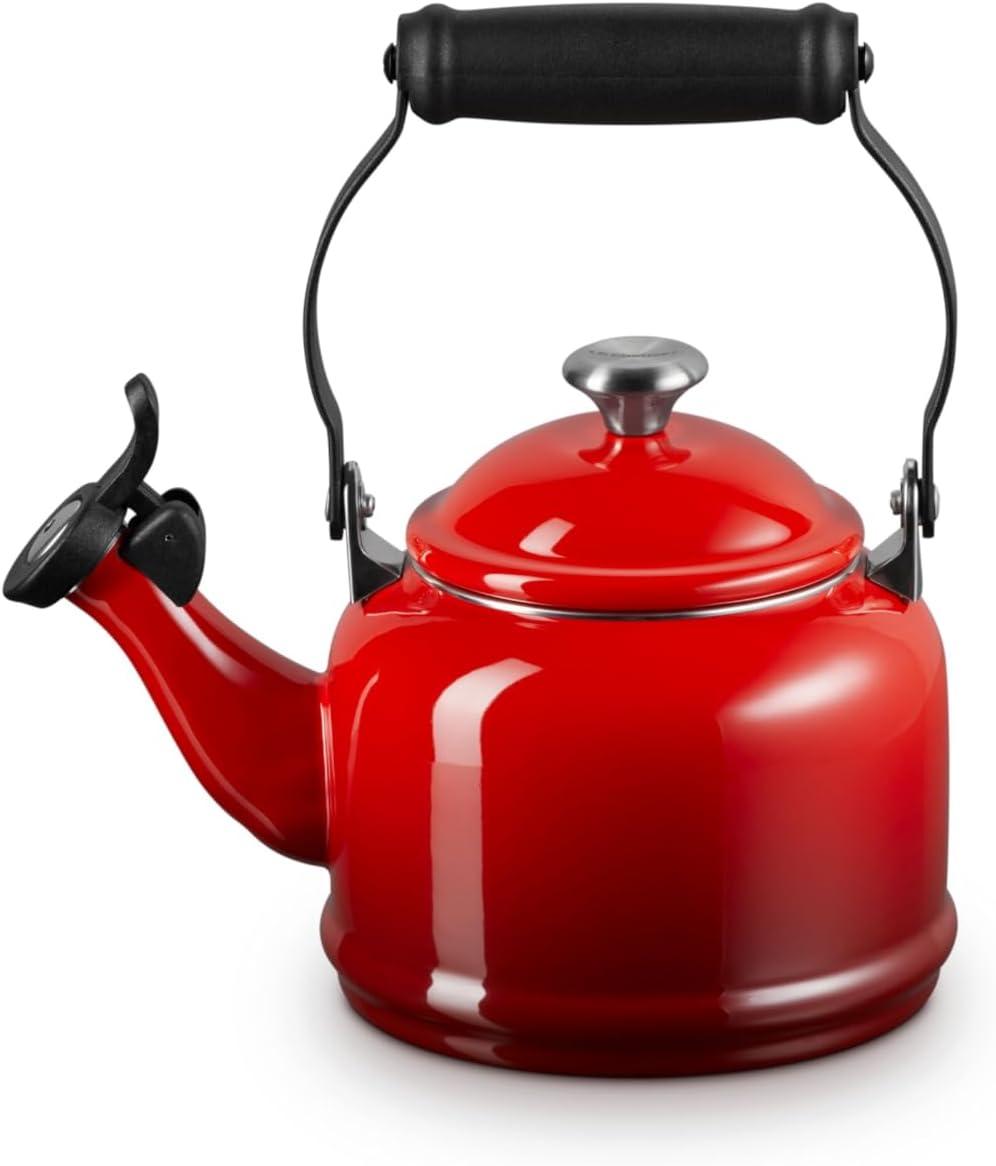 Le Creuset Enamel On Steel Demi Tea Kettle with Metal Finishes, 1.25 qt., Flame(Cerise) - view 2