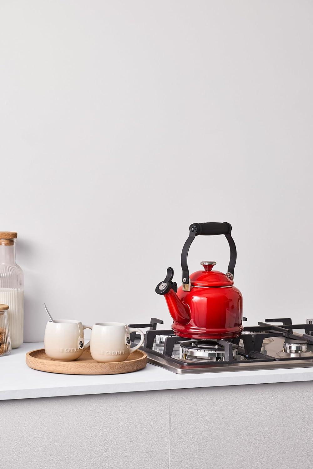 Le Creuset Enamel On Steel Demi Tea Kettle with Metal Finishes, 1.25 qt., Flame(Cerise) - view 5