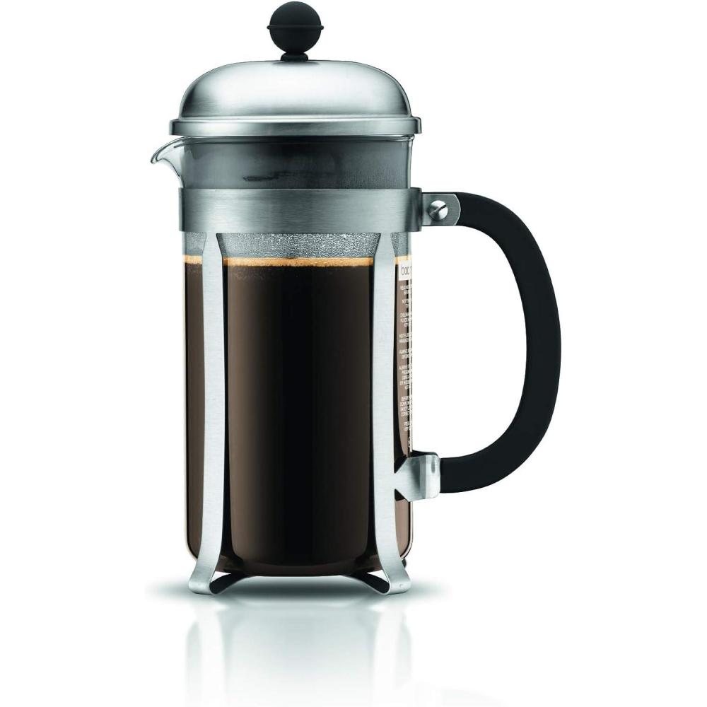 Bodum 34oz Chambord French Press Coffee Maker, High-Heat Borosilicate Glass, Stainless Steel, Copper – Made in Portugal(Matte Chrome)