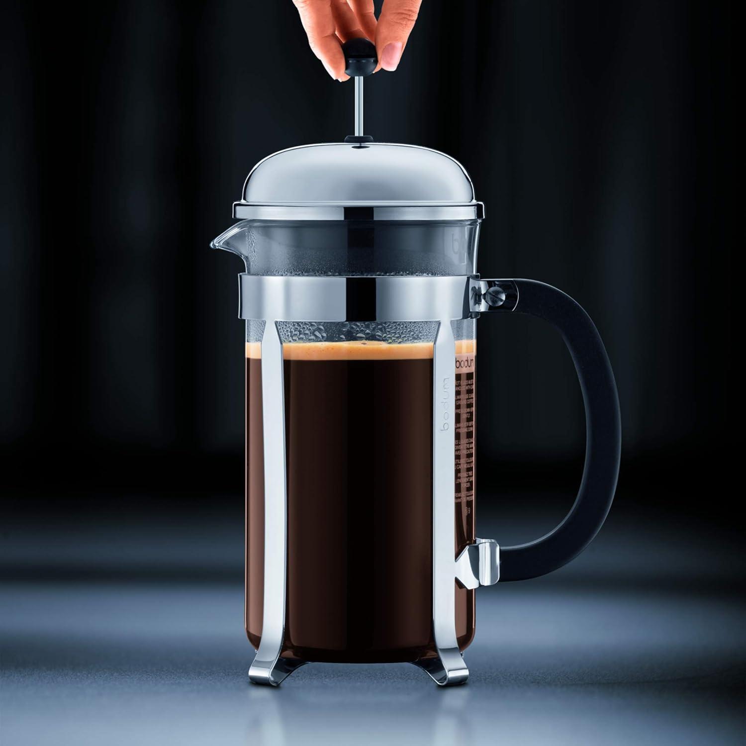 Bodum 34oz Chambord French Press Coffee Maker, High-Heat Borosilicate Glass, Stainless Steel, Copper – Made in Portugal(Matte Chrome) - view 5