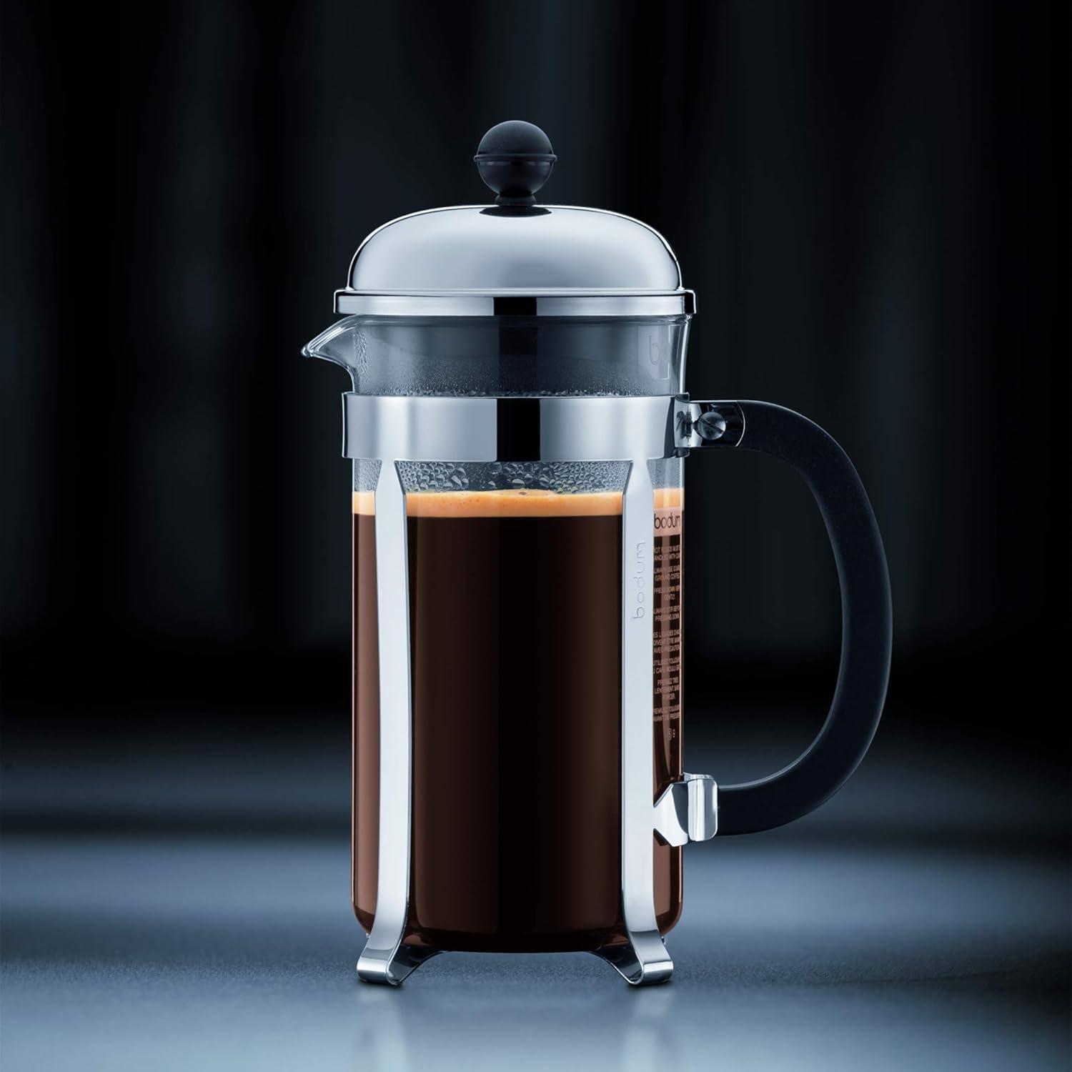 Bodum 34oz Chambord French Press Coffee Maker, High-Heat Borosilicate Glass, Stainless Steel, Copper – Made in Portugal(Matte Chrome) - view 6