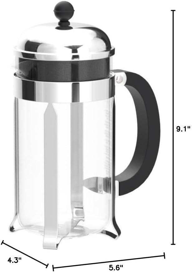 Bodum 34oz Chambord French Press Coffee Maker, High-Heat Borosilicate Glass, Stainless Steel, Copper – Made in Portugal(Matte Chrome) - view 8