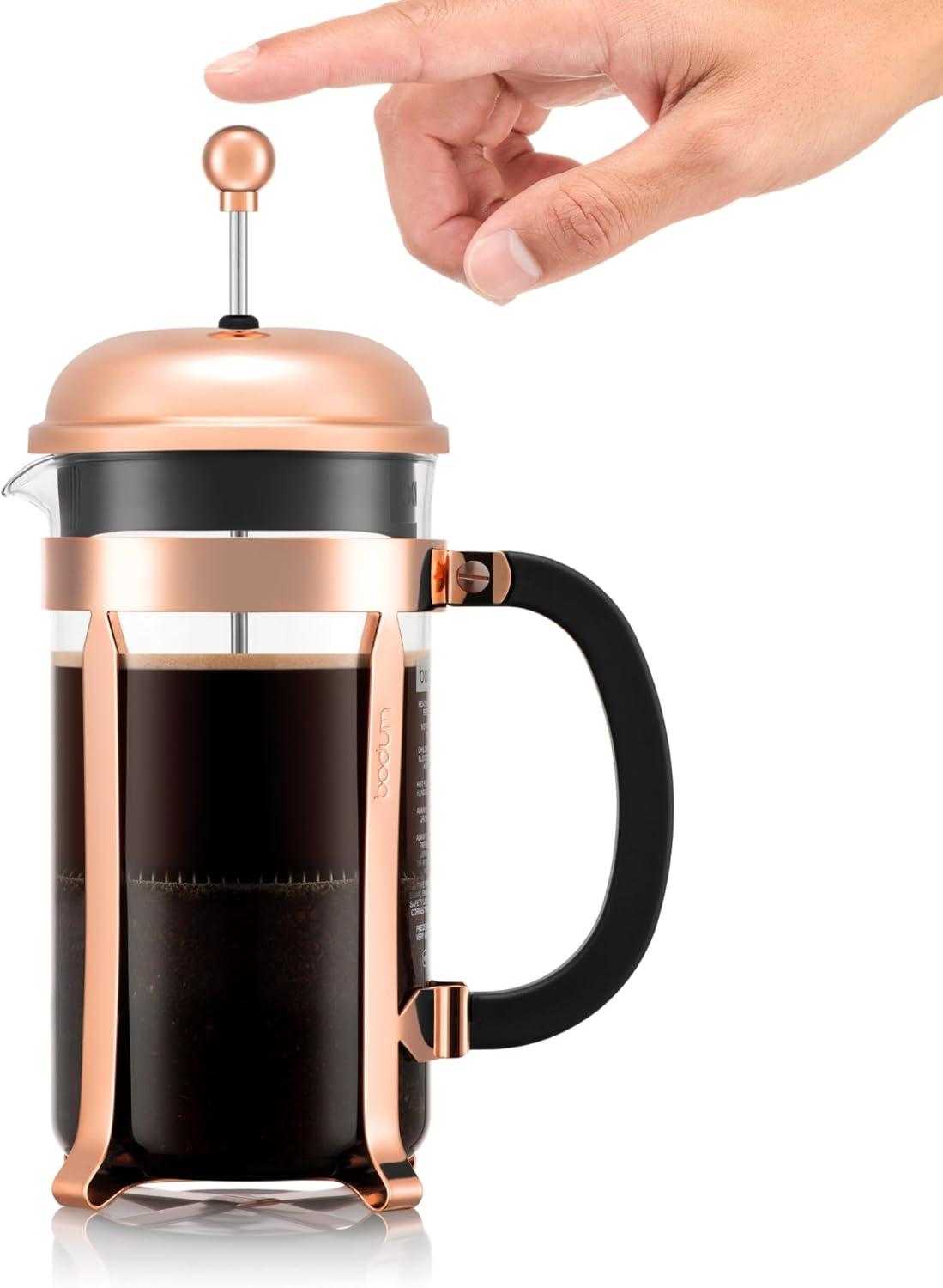 Bodum 34oz Chambord French Press Coffee Maker, High-Heat Borosilicate Glass, Stainless Steel, Copper – Made in Portugal(Copper) - view 4