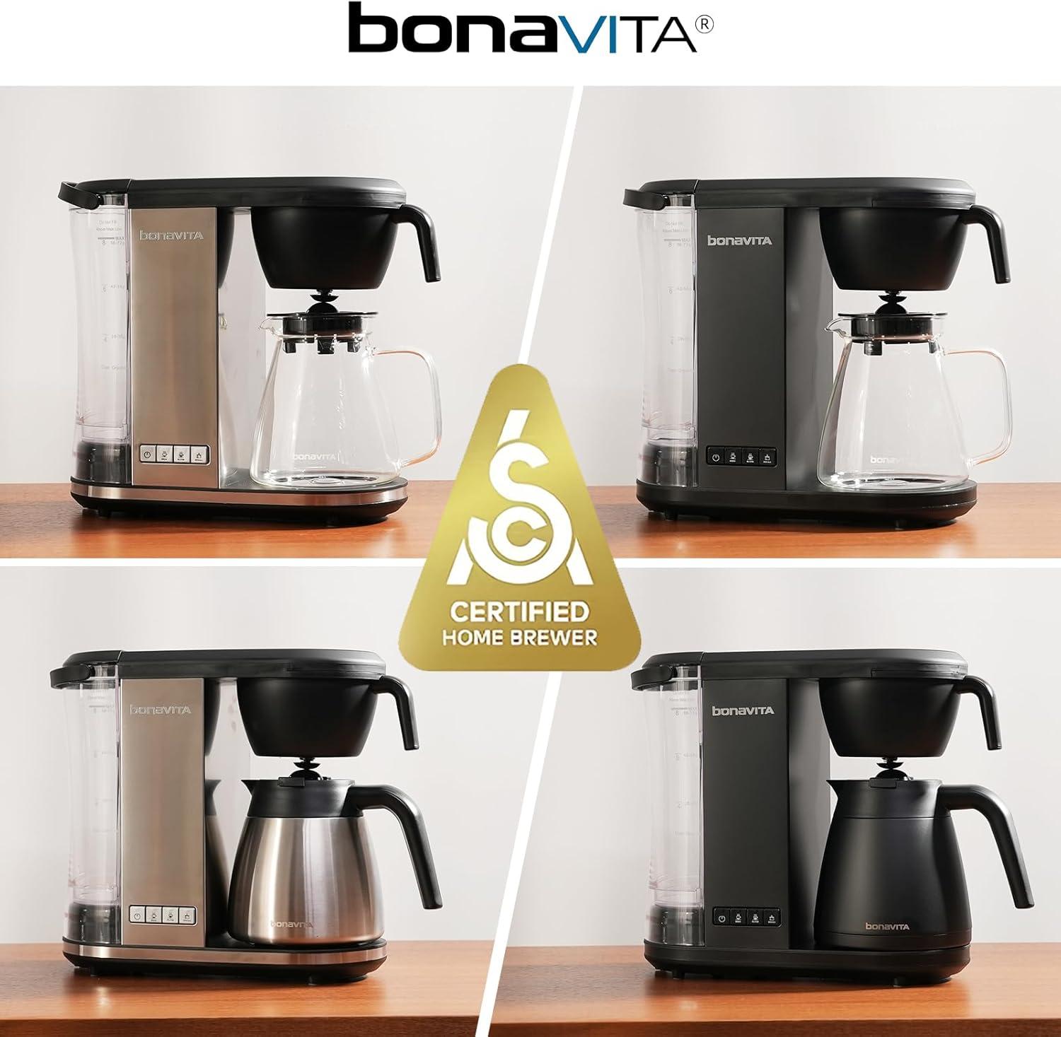 Bonavita Enthusiast 8 Cup Drip Coffee Brewer, Pour Over, SCA Certified Coffee Machine with Thermal Carafe, Stainless Steel Panel, Removable Reservoir(Silver) - view 7