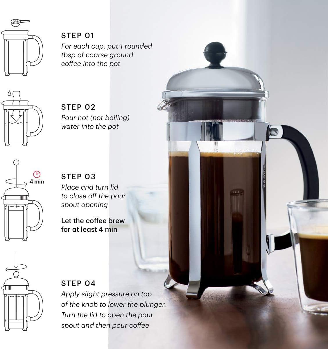 Bodum 34oz Chambord French Press Coffee Maker, High-Heat Borosilicate Glass, Stainless Steel, Copper – Made in Portugal(Black) - view 4