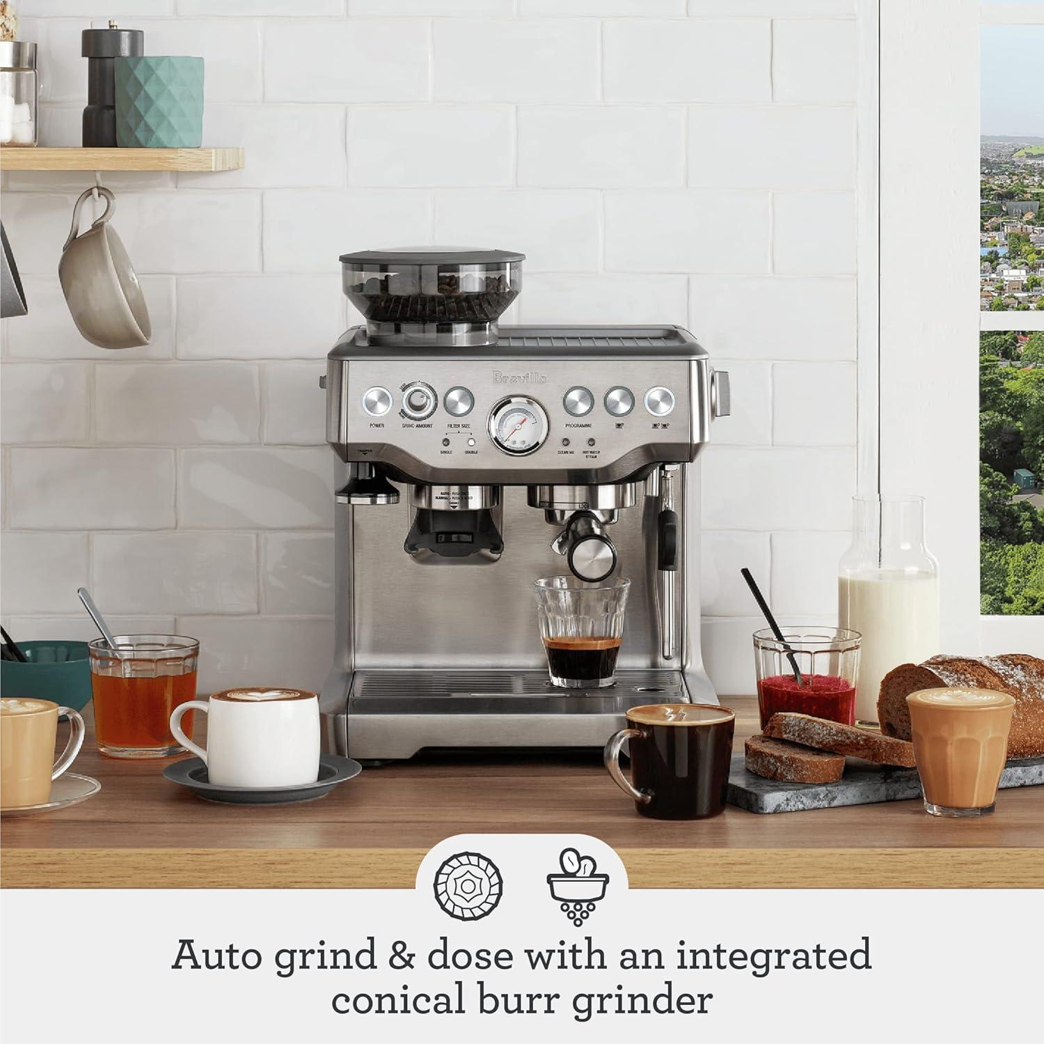 Breville Barista Express Espresso Machine BES870XL, Brushed Stainless Steel(Black Truffle) - view 3