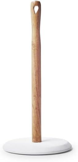 Sur La Table Marble & Acacia Paper Towel Holder, White - view 4