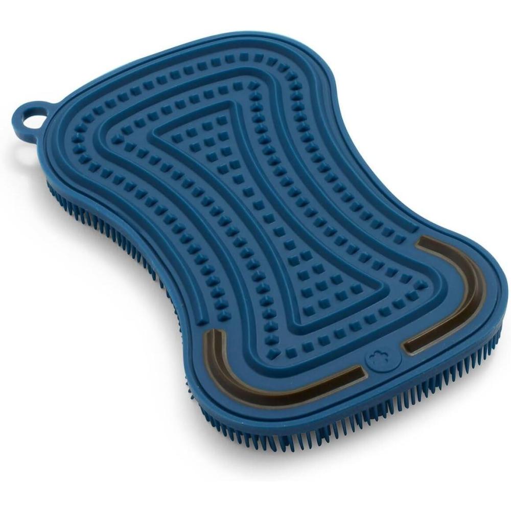 Sur La Table 3-in-1 Silicone Scrubber Sponge, Navy