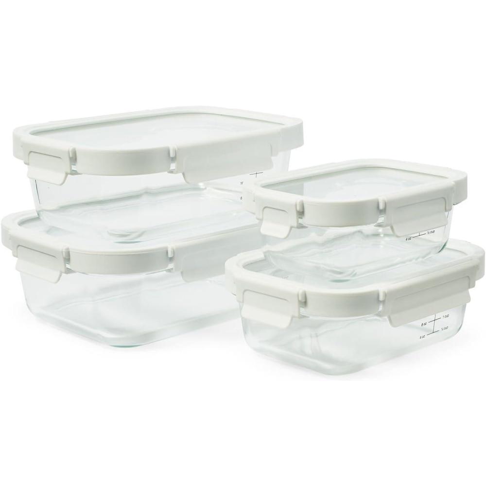 Sur La Table Glass Storage Containers, 8-Piece Set, Clear