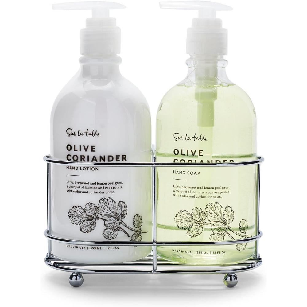 Sur La Table Hand Soap & Lotion Caddy Set, 12 oz, Olive Coriander