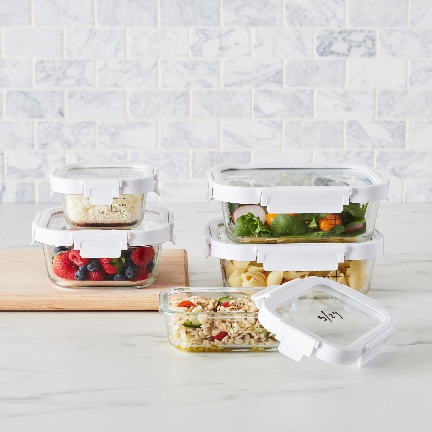 Sur La Table 10-Piece Food Storage Container Set – Leakproof Containers with Snap-Lock Lids & Silicone Gaskets, Dry-Erase Marker, Heat to 400°F for Meal Prep & Leftovers - view 2