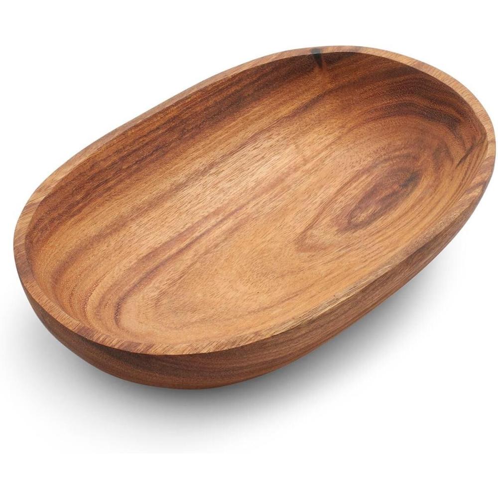 Sur La Table Acacia Oval Serving Bowl, Brown