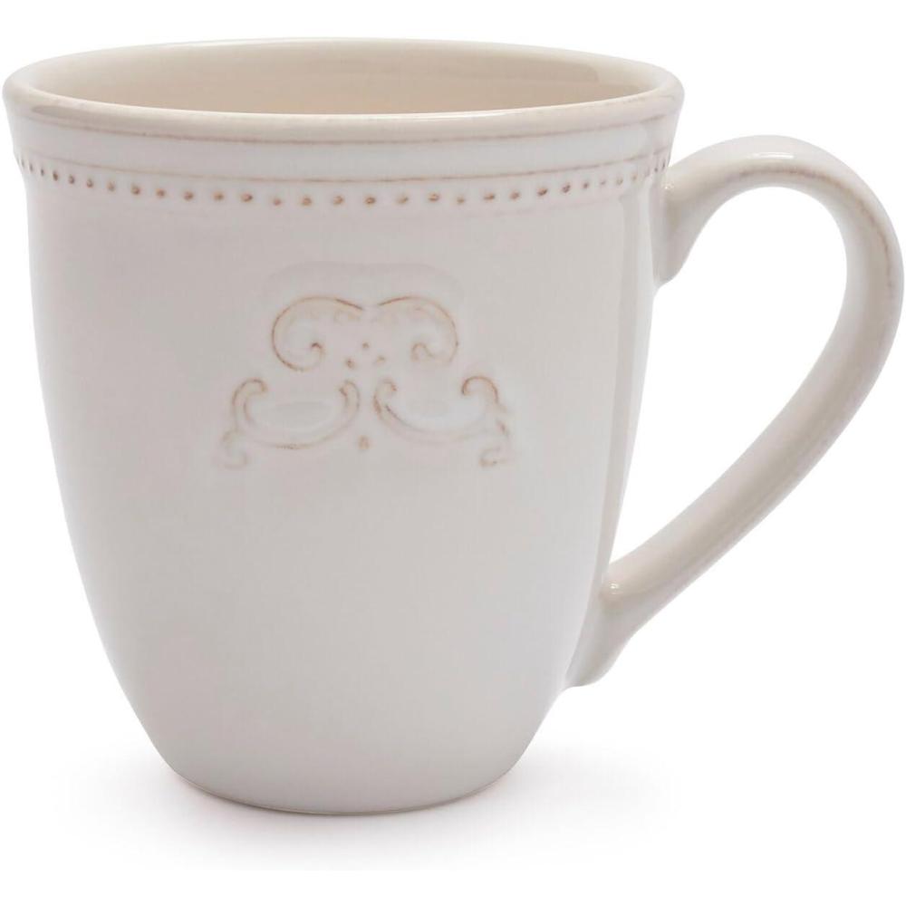 Sur La Table Pearl Stoneware Medallion Mug, White