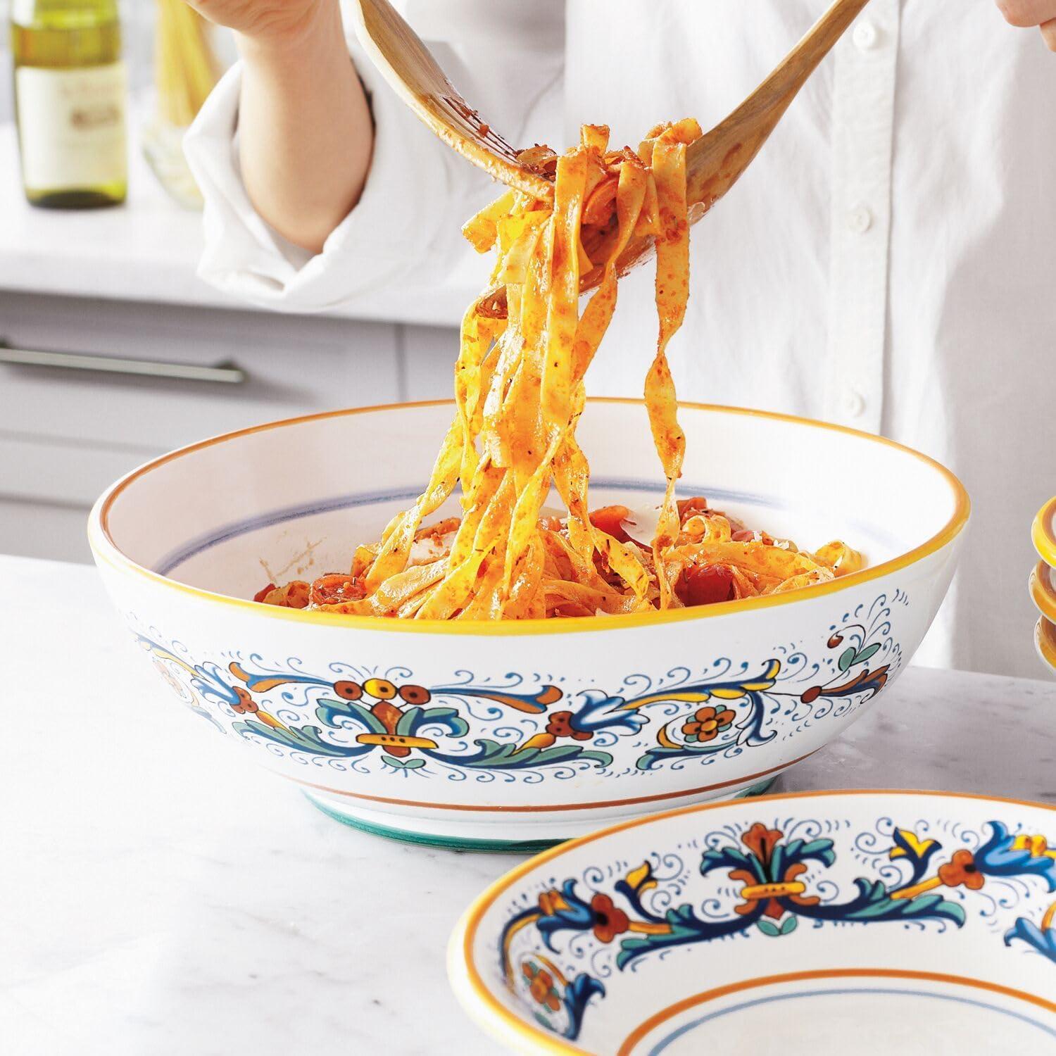 Sur La Table Nova Deruta Pasta Serving Bowl – 12″ Handcrafted Italian Earthenware – Renaissance-Inspired Design, Vibrant Glaze, Made in Italy - view 2