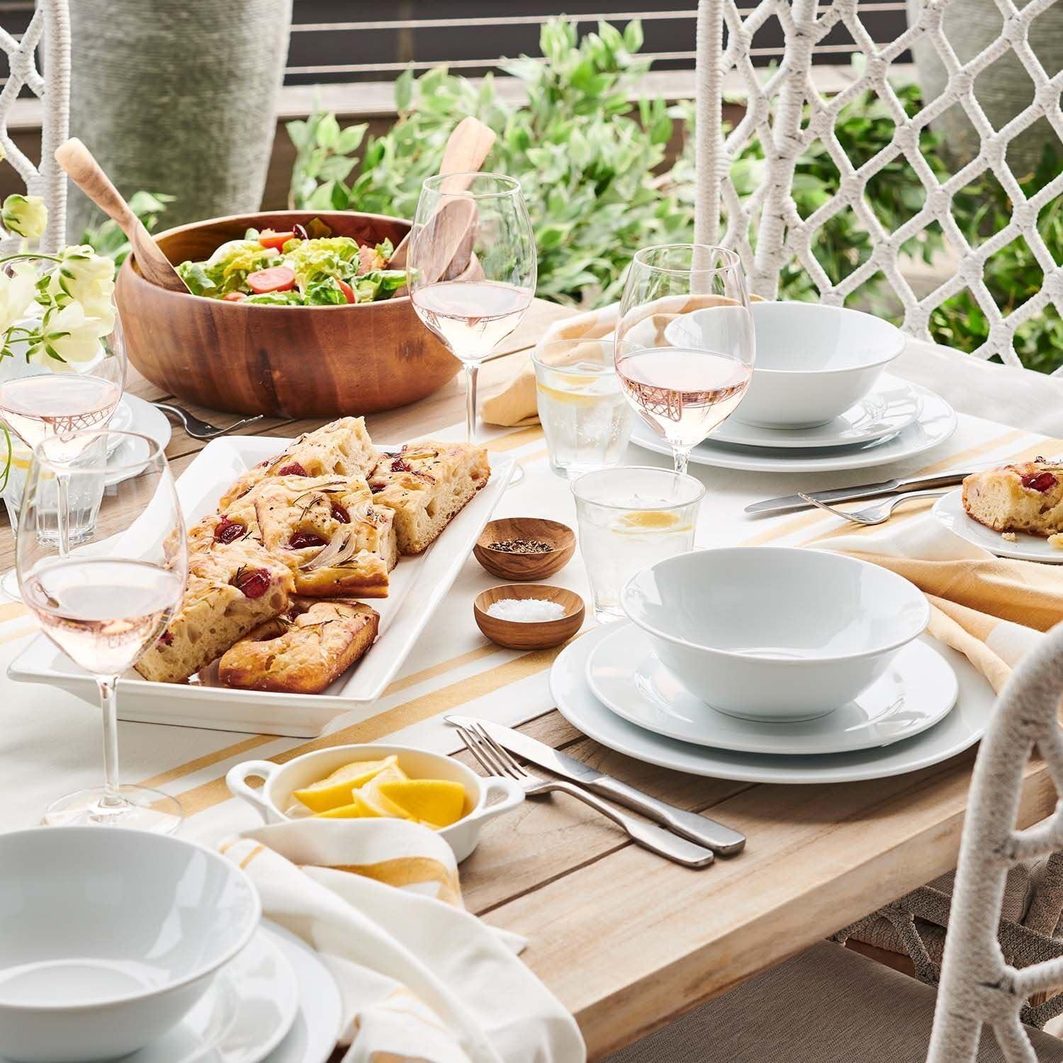 Sur La Table Bistro 24 Piece Porcelain Dinnerware Set includes Dinner Plates, Salad Plates, Cereal Bowls and Mugs, Service for 6, White – Microwave and Dishwasher - view 4
