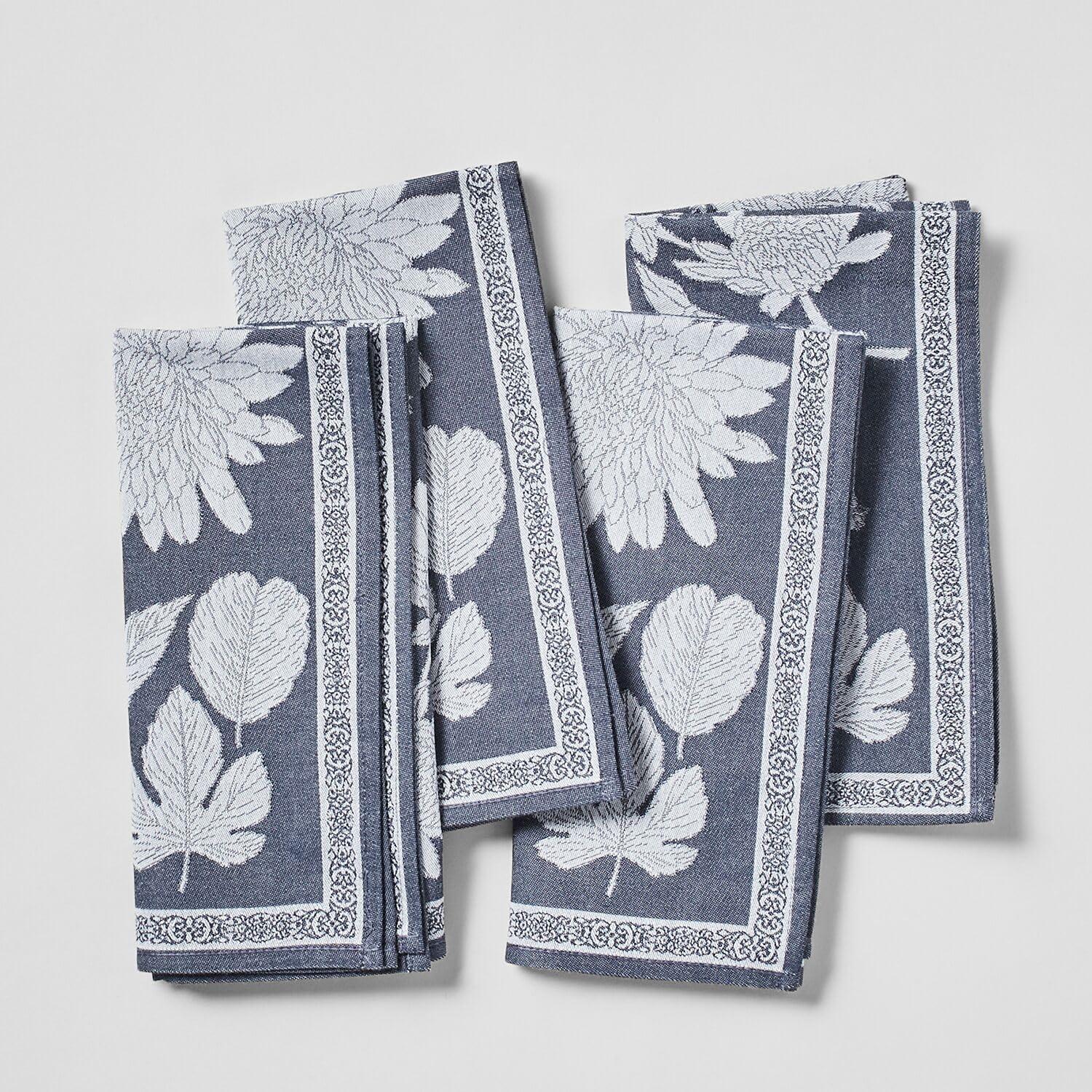 Sur La Table Jacquard Floral Napkins, Set of 4, Indigo(Terracotta) - view 3