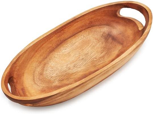 Sur La Table Acacia Serving Tray with Handles, Brown - view 4