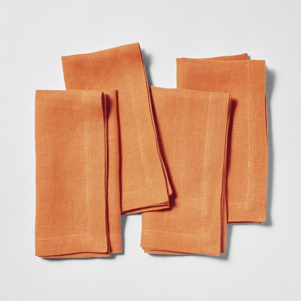 Sur La Table Linen Napkins, Set of 4, Blue(Orange)
